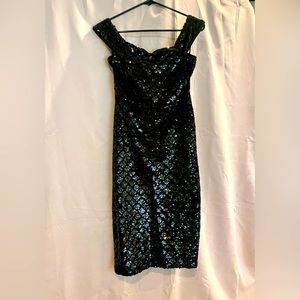 Eva Mendes Black Sequin dress. Size small, only worn once. Mid length.